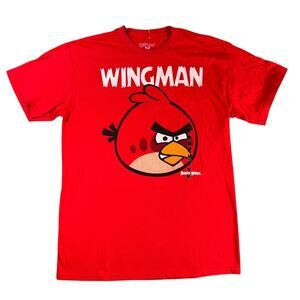 Angry Birds Shirt Men's Medium Red Short Sleeve Wingman Red J. Bird
